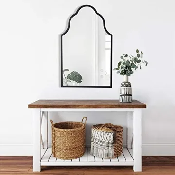 Chende Arched Wall Mirror in Black with Wood Frame