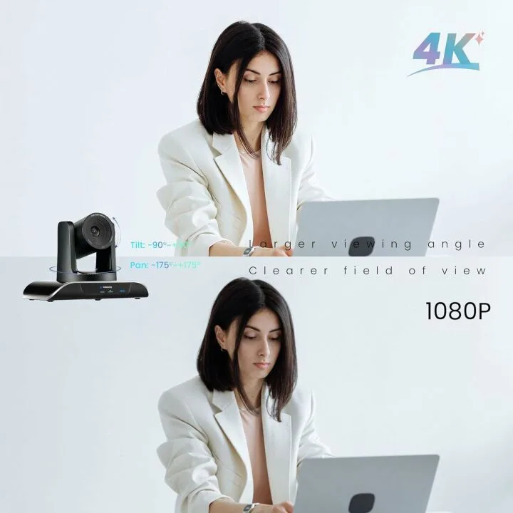 4K PTZ Camera with AI Auto-Tracking and USB 3.0