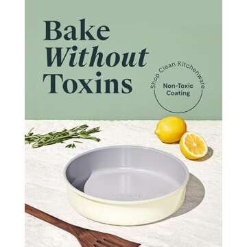 Caraway Non-Stick Ceramic 9” Circle Pan - Naturally Slick Ceramic Coating - Non-Toxic, PTFE & PFOA...