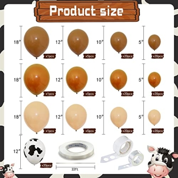 158 PCS Cow Balloons Arch Garland Kit for Celebrations