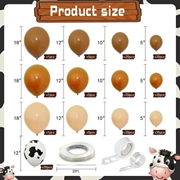 158 PCS Cow Balloons Arch Garland Kit for Celebrations