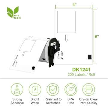 Anylabel Compatible 4" x 6" Shipping Labels Replacement for DK-1241 Compatible with Brother QL Label...
