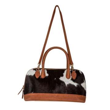 Myra Bag Western Top Handle Bag for Women, Upcycled Hairon Leather Handbag - Westward Hair - on