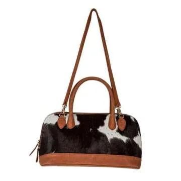 Myra Bag Western Top Handle Bag for Women, Upcycled Hairon Leather Handbag - Westward Hair - on