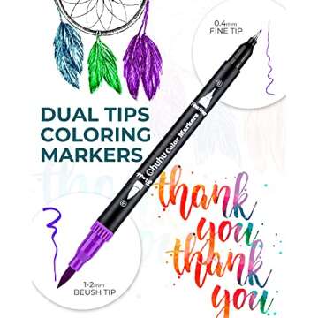 Ohuhu Markers for Adult Coloring Books No bleeding 36 Colors Coloring Markers Water-based Dual Tips ...
