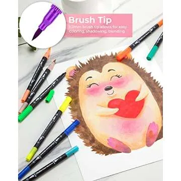 Ohuhu Markers for Adult Coloring Books No bleeding 36 Colors Coloring Markers Water-based Dual Tips Fineliner & Brush Drawing Pens Art Markers for Kids Adults Sketch Journal - Maui - Black