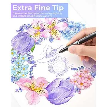 Ohuhu Markers for Adult Coloring Books No bleeding 36 Colors Coloring Markers Water-based Dual Tips Fineliner & Brush Drawing Pens Art Markers for Kids Adults Sketch Journal - Maui - Black