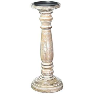 Hosley's 12 Inch High Wood Pillar Distress Finish Candleholder. Ideal Gift for Wedding, Party, Home,...
