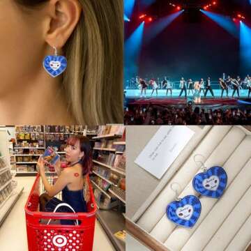 Sabrina 𝐒𝐡𝐨𝐫𝐭 𝐧' 𝐒𝐰𝐞𝐞𝐭 Concert Earrings for Women Fans Acrylic Purple Heart Earrings Dangle Sabrina Album Inspired Earrings Merch Accessories for Costume Outfit Dress Decor(Short'n sweet)