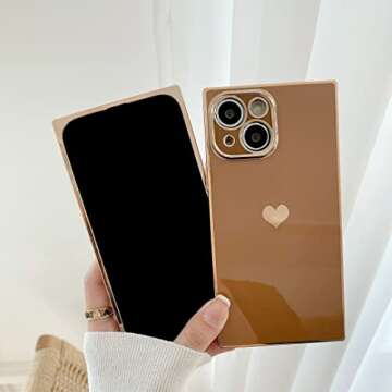 Tzomsze Square iPhone 13 Case,Cute Cases Full Camera Protection, Reinforced Corners TPU Cushion Shoc...