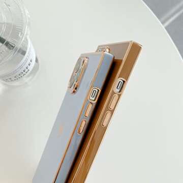 Tzomsze Square iPhone 13 Case,Cute Cases Full Camera Protection, Reinforced Corners TPU Cushion Shockproof Edge Bumper Cover iPhone 13 Phone Case [6.1 inches] -Brown