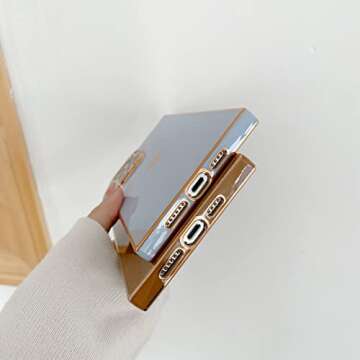 Tzomsze Square iPhone 13 Case,Cute Cases Full Camera Protection, Reinforced Corners TPU Cushion Shockproof Edge Bumper Cover iPhone 13 Phone Case [6.1 inches] -Brown