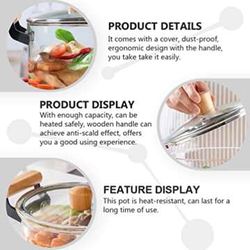 ERBIGO Heat-Resistant Glass Cooking Pot - 2.5L for Healthy Cooking