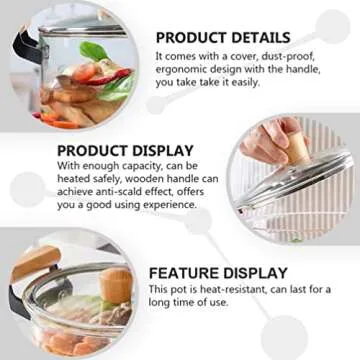 ERBIGO Heat-Resistant Glass Cooking Pot - 2.5L for Healthy Cooking