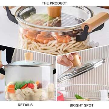 ERBIGO Heat-Resistant Glass Cooking Pot - 2.5L for Healthy Cooking