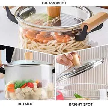 ERBIGO Heat-Resistant Glass Cooking Pot - 2.5L for Healthy Cooking