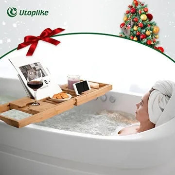 Utoplike Bamboo Bath Tray - Adjustable Luxury Organizer
