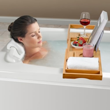 Utoplike Bamboo Bath Tray - Adjustable Luxury Organizer