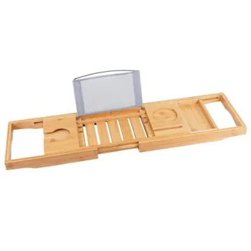 Utoplike Bamboo Bath Tray - Adjustable Luxury Organizer