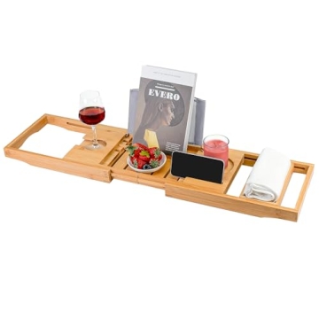 Utoplike Bamboo Bath Tray - Adjustable Luxury Organizer