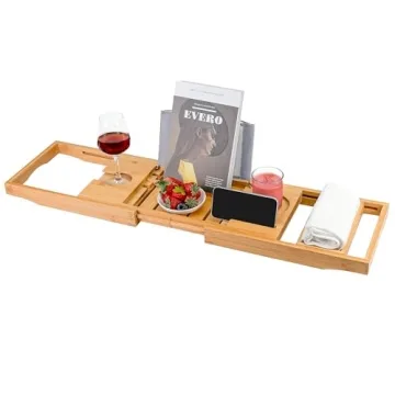 Utoplike Bamboo Bath Tray - Adjustable Luxury Organizer
