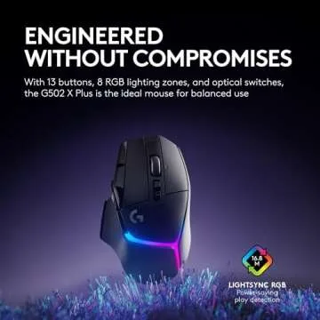 Logitech G502 X Plus Lightspeed Wireless Optical Mouse - LIGHTFORCE hybrid switches, LIGHTSYNC RGB, HERO 25K gaming sensor, compatible with PC - macOS/Windows - Black