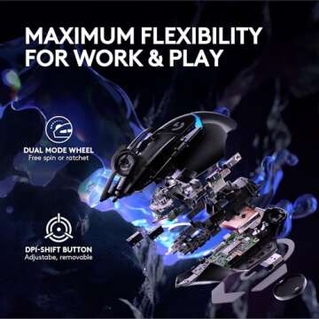 Logitech G502 X Plus Lightspeed Wireless Optical Mouse - LIGHTFORCE hybrid switches, LIGHTSYNC RGB, HERO 25K gaming sensor, compatible with PC - macOS/Windows - Black