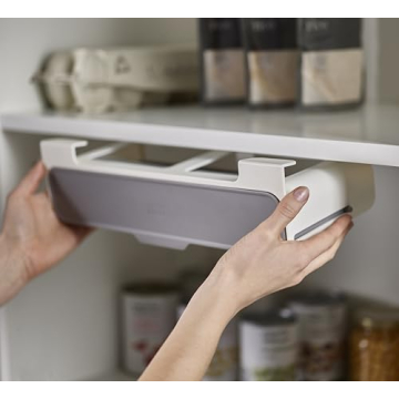 Joseph Joseph Spice Rack Organizer - Under-Shelf Kitchen Cabinet Storage Solution for Spices, Grey