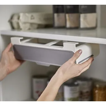 Joseph Joseph Spice Rack Organizer - Under-Shelf Kitchen Cabinet Storage Solution for Spices, Grey