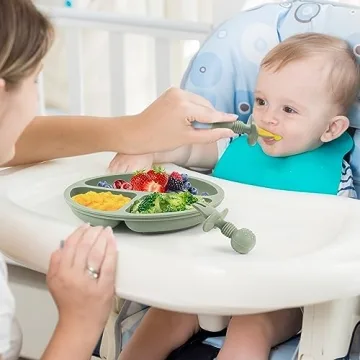 Eascrozn Silicone Baby Spoons Forks Set BPA Free Self Feeding
