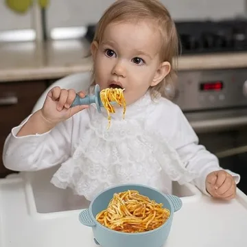 Eascrozn Silicone Baby Spoons Forks Set BPA Free Self Feeding