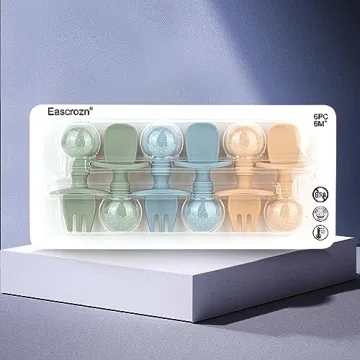 Eascrozn Silicone Baby Spoons Forks Set BPA Free Self Feeding