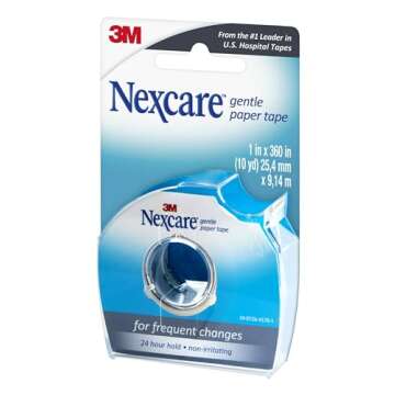 Nexcare Gentle Paper Tape Dispenser, Medical Paper Tape, Secures Dressings and Lifts Away Gently - 1 in x 10 Yds, 1 Dispenser