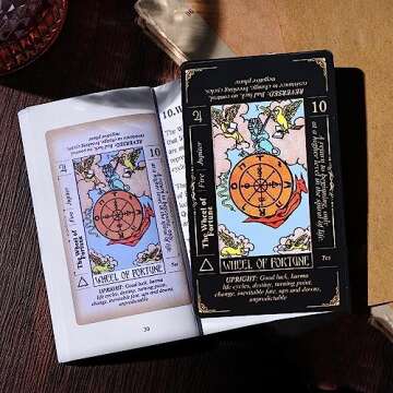 SUNHHX Tarot Cards Set, Tarot Cards for Beginners with Meanings on Them，Tarot Cards with Guide Book for Beginners