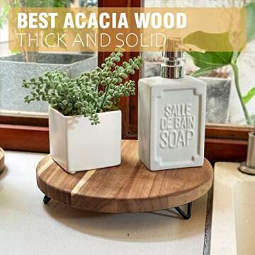 WILDMOS Decorative Round Wood Riser for Display,Pedestal Tray for Home or Kitchen and Bathroom Count...