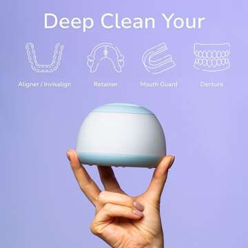 Zima Dental Pod | Sky Blue | Ultrasonic Retainer Cleaner Machine | Aligner, Nightguard, Mouth Guard, Denture Cleaner | Oral Dental Care FSA HSA Approved