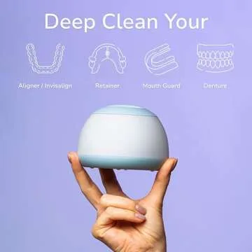 Zima Dental Pod | Sky Blue | Ultrasonic Retainer Cleaner Machine | Aligner, Nightguard, Mouth Guard, Denture Cleaner | Oral Dental Care FSA HSA Approved