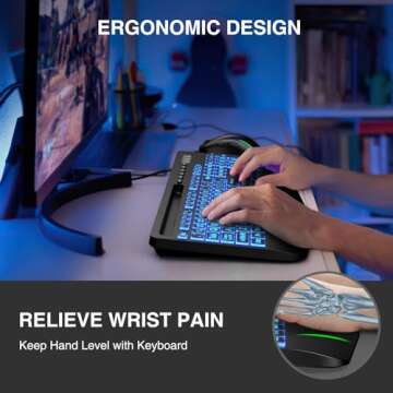 SABLUTE Large Print Backlit Keyboard for Easy Typing