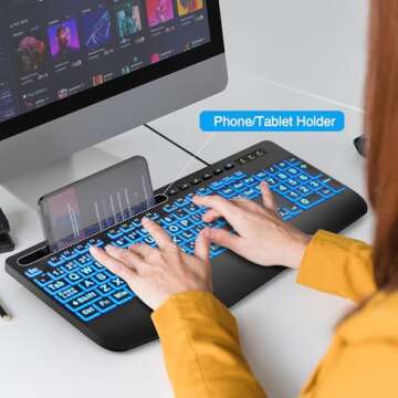 SABLUTE Large Print Backlit Keyboard for Easy Typing
