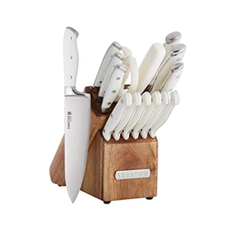 Sabatier 15-Piece Forged Triple Rivet Knife Block Set, High-Carbon Stainless Steel Kitchen Knives, R...