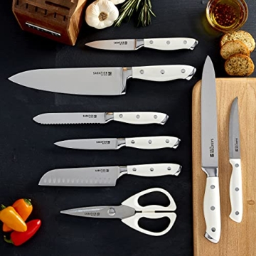 Sabatier 15-Piece Knife Block Set | High-Carbon Knives | Acacia Wood Block