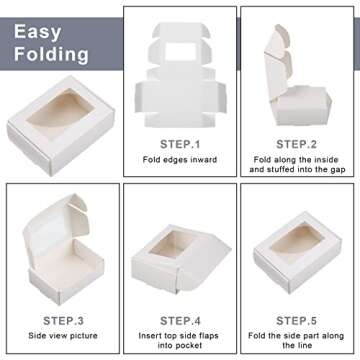 Zonon 30 Pcs Soap Boxes for Homemade Soap Boxes Packaging Small Gift Box Mini Kraft Treat Boxes with Window Present Packaging Box for Bakery Candy Soap Making (White,3.5 x 2.4 x 1.2 Inch)