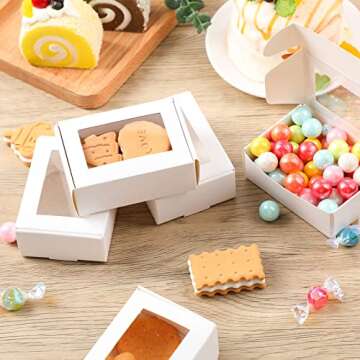Zonon 30 Pcs Soap Boxes for Homemade Soap Boxes Packaging Small Gift Box Mini Kraft Treat Boxes with Window Present Packaging Box for Bakery Candy Soap Making (White,3.5 x 2.4 x 1.2 Inch)