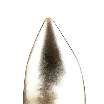 UP2STEP Women Fashion Slouchy Knee High Boots Pointed Toe High Heel Thigh High Boot Patent Mirror Stiletto Shoes Gold Size 7