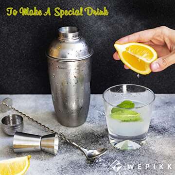 Wepikk Cocktail Shaker Set Bar Tools Mixology Bartender Kit Stainless Steel Drink Mixer Portable Carry Bag Travel Kit 25.4 oz Martini Whisky Mojito Margarita Tequila