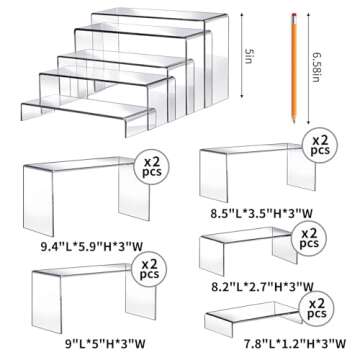 Fixwal 10pcs 2 Set Acrylic Risers for Display Clear Perfume Organizer Stands Acrylic Display Risers ...