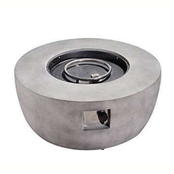 Teamson Home 36 in. Outdoor Round Propane Gas Smokeless Fire Pit with Sturdy Faux Concrete Base, Quick Ignition and Gas Regulator, Gray