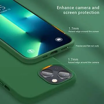 Elando Compatible with iPhone 13 Case & iPhone 14 Case, Liquid Silicone Shockproof Protective Slim Case Shockproof Protective Phone Case with Anti-Scratch Microfiber Lining, 6.1 inch Midnight Green