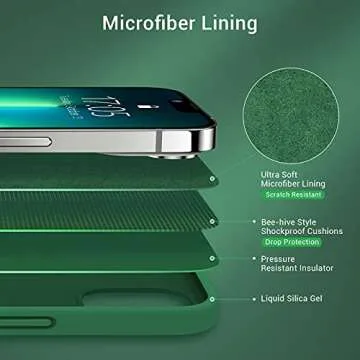 Elando Compatible with iPhone 13 Case & iPhone 14 Case, Liquid Silicone Shockproof Protective Slim Case Shockproof Protective Phone Case with Anti-Scratch Microfiber Lining, 6.1 inch Midnight Green