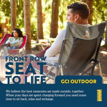 GCI Outdoor Roadtrip Rocker Camping Chair | Portable, Folding Rocking Chair with Solid, Durable Armrests, Drink Holder & Comfortable Extended Backrest — Hunter Green